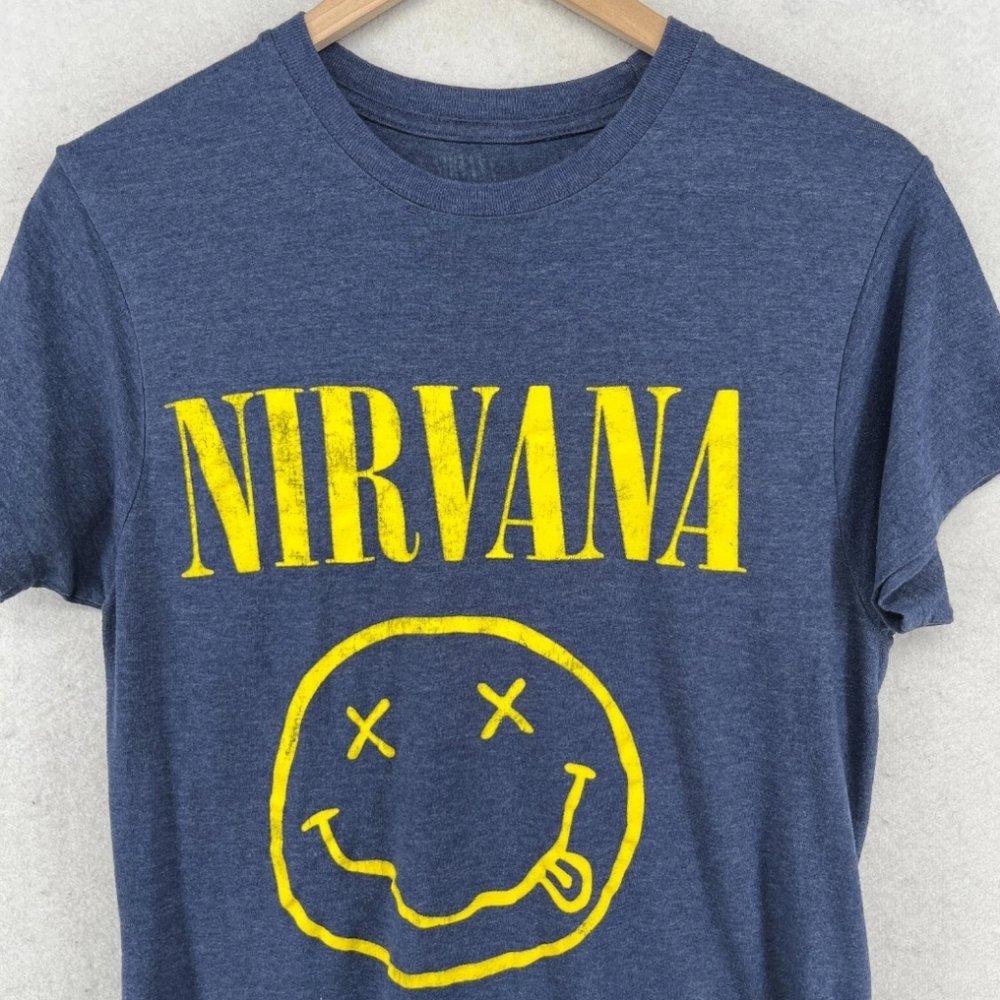 NIRVANA "Smiley Face" Logo by Six Fifty One Blue T Shirt